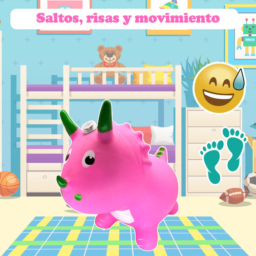 Montable Brincolin Inflable Para Niños Dinosaurio Rosa
