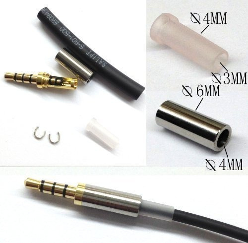 Gold 4 Pole 3.5mm Macho Reparación Auriculares Enchufe Metal