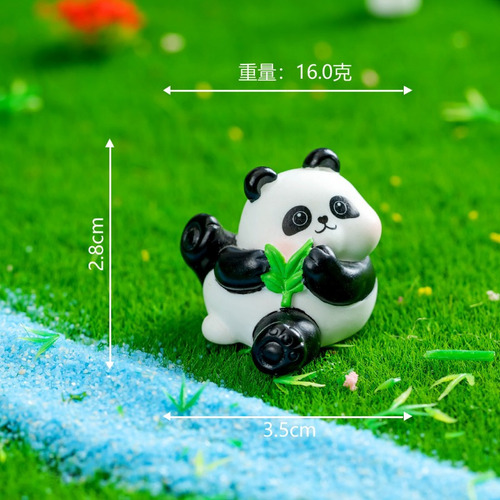 4 Mini Pandas Gigantes Resina For Escritorio O Jardín