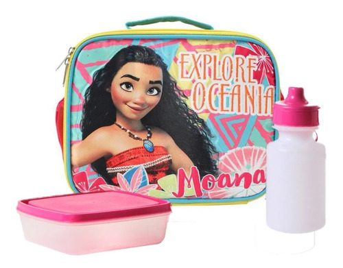 Lonchera Infantil Moana Original + Botella Y Porta Sándwich