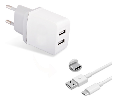 Cargador Y Cable Para Zte Blade A71 Carga Inteligente 2 Usb