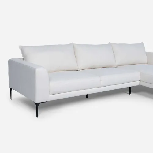 Sofá Seccional Rosen Barnes Derecho Tela Blanco