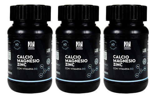 Natural Nutrition X3 Calcio Magnesio Zinc D3 Suplemento 60c