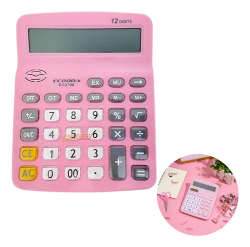 Calculadora Gigante Caixa De Comércio Comercial Escritório Cor Rosa