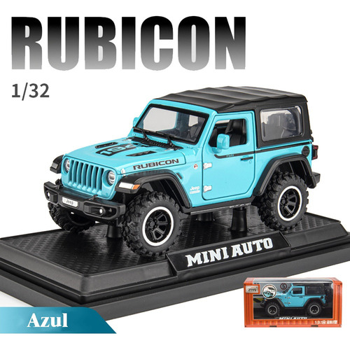 E Jeep Wrangler Rubicon Miniatura Metal Coche Con Luz Y E