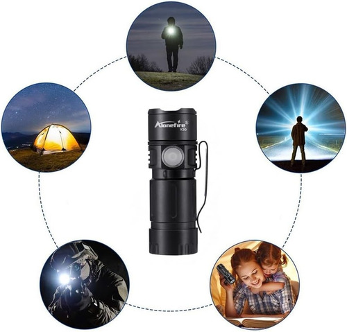 Linterna Led Mini Recargable Usb 5 Modos Impermeable