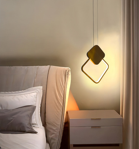 Pendente Minimalista Led Losango Moderno Dourado Cabeceira Lavabo Ilha Cabo 2m Luz 3/1 - Green Age