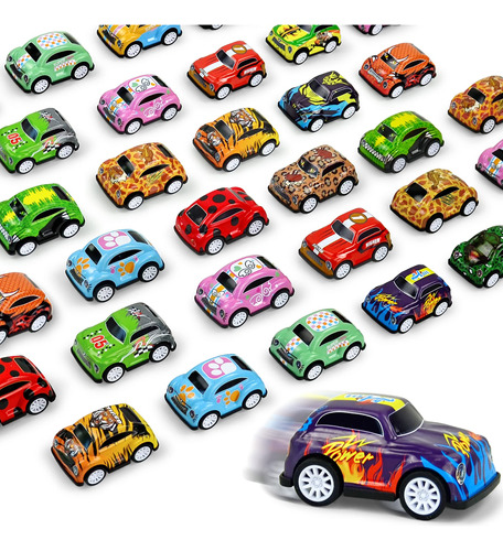 Paquete De 30 Mini Autos De Traccion Para Ninos De 3, 4, 5, 