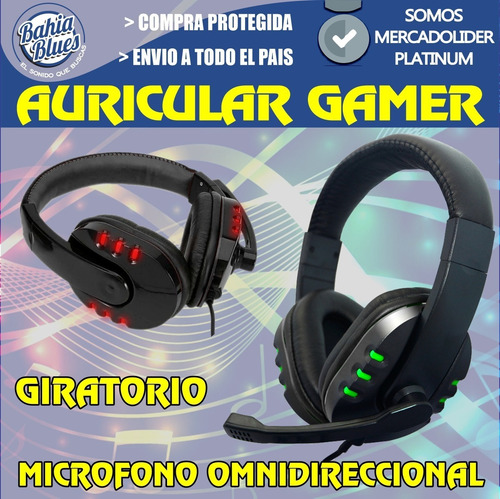 Auricular Gamer Led Rgb Microfono Pc Ps4 Xbox Gaming Cuotas