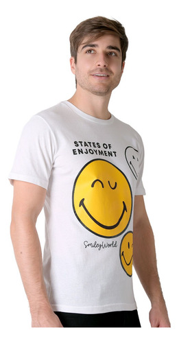 Playera Hombre Moda Camiseta Blanco Smiley 58205023