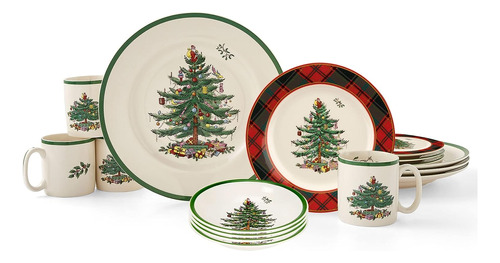 Set De Vajilla Spode Navideño, De Porcelana, Para 4 Personas