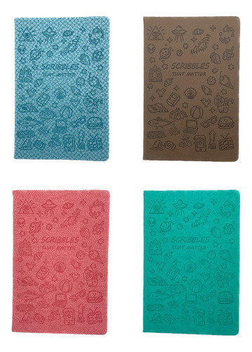 Pack 4 Agendas Tipo Libreta A5 Tapa Semidura Pu 14.5x21cm