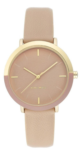 Nine West | Reloj Mujer | Nw/2346gptn | Original Color de la correa Café Color del bisel Dorado Color del fondo Marrón