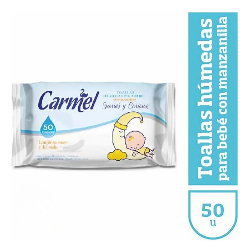 Toallitas Húmedas Para Bebes Carmel 50 Un. Con Manzanilla