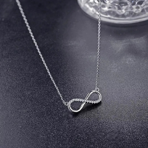 Imagen 3 de 6 de Colgante Infinito Con Micro Circones En Baño De Plata 925