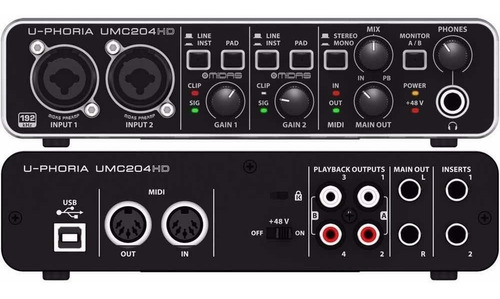 Interfaz De Audio Behringer Umc204 Hd Grabacion Profesional 