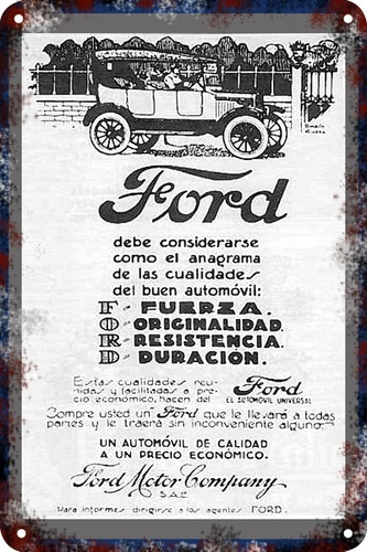 Carteles Antiguos De Chapa Gruesa 60x40cm Ford Au-020