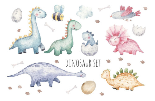 Clipart Set Dinosaurios Acuarela 2