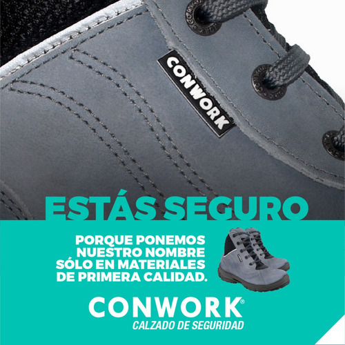 Imagen 9 de 10 de Botín De Seguridad Conwork Línea Allworks 401baf Nubuck Gris