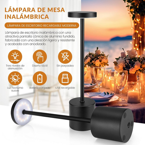 Lámpara De Mesa Recargable, Lámpara Inalámbrica Lampara Led
