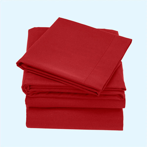 Juego Sabana Suavitec Plus Poliéster Rojo Individual Concord