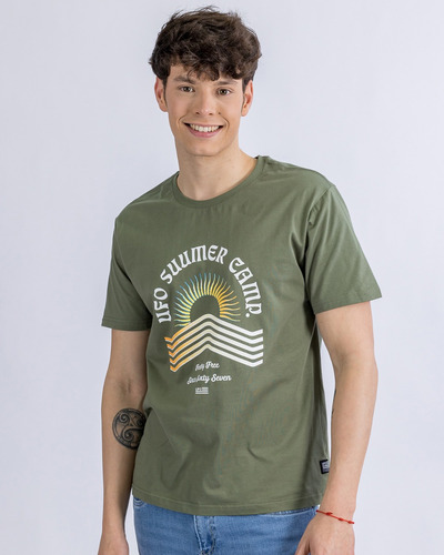 T-shirt Algodon Estampada Hombre Ufo Summer Camp Verde