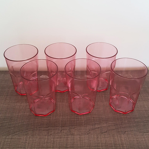 Conjunto 6 Copos Jogo De Copos Para Suco Água 400ml Rosa Qua