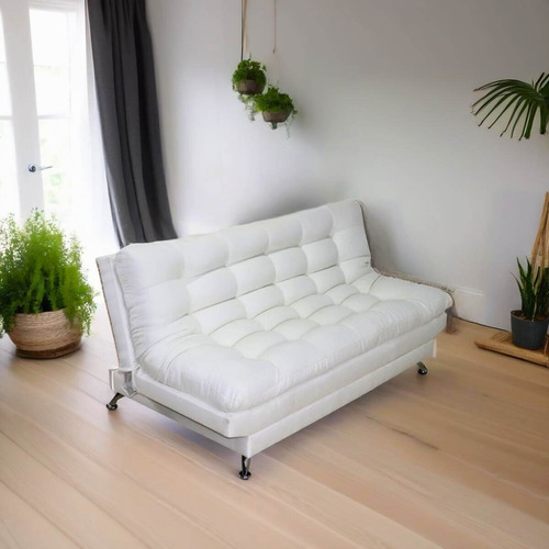 Sofá Cama Moderno Futón Matrimonial 3 Posiciones Lino Gris