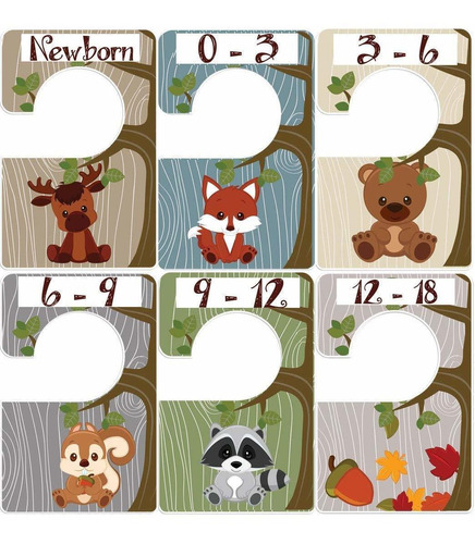 6 Baby Boy Nursery Closet Clothing Size Dividers Woodland An