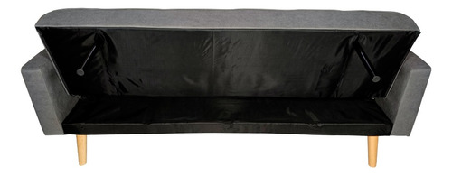 Sofá Cama 3 Plazas Elegante | Para Hogar Oficina Sala Gris Oscuro Liso