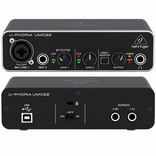 Interface de áudio Behringer U-Phoria UMC22 110V/220V preta 1ª geração