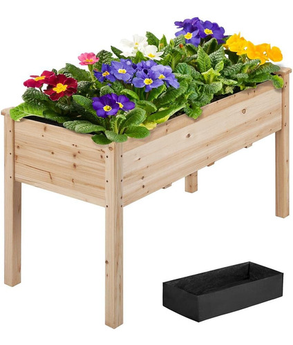1 Maceta Elevada De Madera Para Horticultura De 48 X 24 X 30