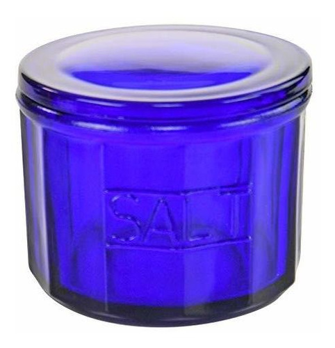 Salero De Vidrio Azul Estilo Depresión Home-x Con Tapa, Deco