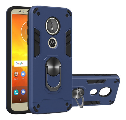 Funda Para Motorola Moto G6 Play Con Anillo Metálico Azul