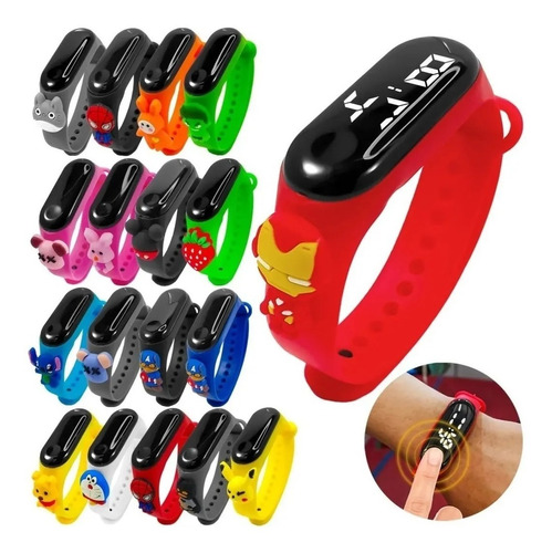 Reloj Banda Digital Led Para Niños Con Diseños Dibujitos Tcs