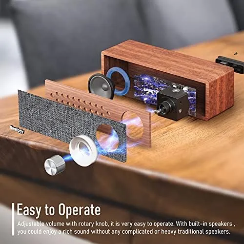 Smalody Wood Retro Bluetooth Speaker, Mini Altavoces Bluetoo