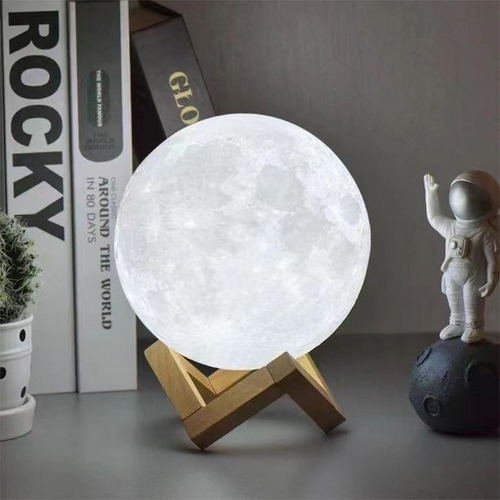 Lampara Luna Luz De Noche Led Decoracion De Tocador Estructura Marrón Claro