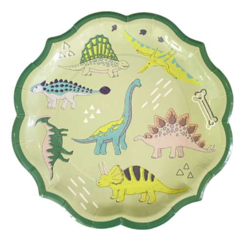 Platos Para Fiesta Infantil - Dinosaurio (paquete X 8 Unds)