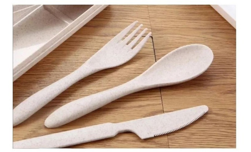 6 Sets De Cubiertos De Fibra Trigo Ecológicos Con Estuche