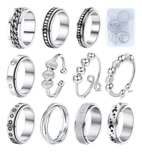 Anillo Giratorio De Acero Inoxidable Para La Ansiedad 8 Unid