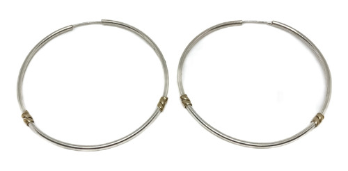 Aros Argollas 47 Mm De Plata Y Oro