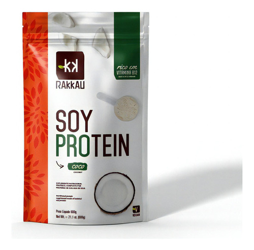 Proteína Isolada De Soja Soy Protein Coco 600g Rakkau Sabor Coco