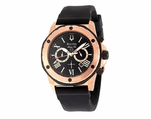 Imagen 2 de 6 de Reloj Bulova Hombre Marine Star Crono 98b104 Dorado Rosé