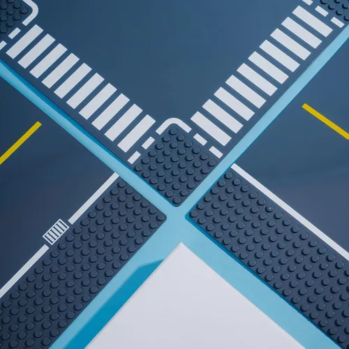 Base De Construcción 8 Pzas Con Diseño De Carretera Gris
