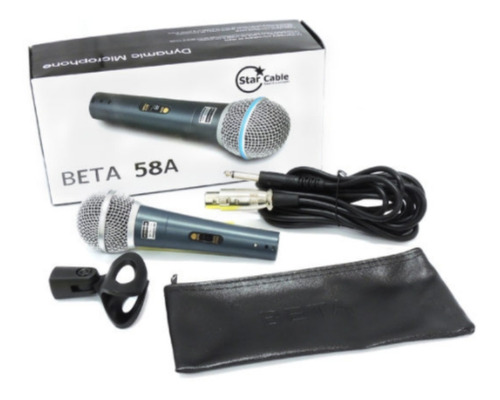 Kit Microfone Beta 58a P/ Voz Igreja Canto Coral C/ Bolsa