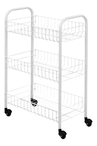 Carrito Verdulero Organizador 3canastos/estantes Blanco
