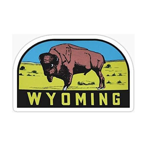 Wyoming Wy State Bison Buffalo - Calcomanía De Viaje Vintage