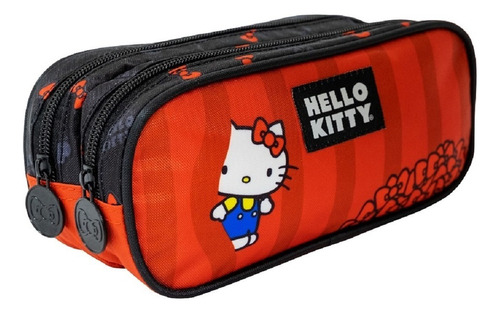 Estojo Escolar 2 Divisórias Vermelho - Hello Kitty - Xeryus