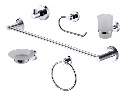 Accesorios Kit Para Baño Peirano 12000 6 Piezas Cromado