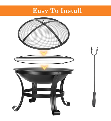 Fire Pit Brasero De Hierro De 22 Pulgadas Fogatas Leñero